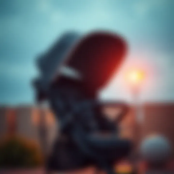 Carrinho Infanti Spin Neo stroller demonstrating adjustable canopy and safety harness