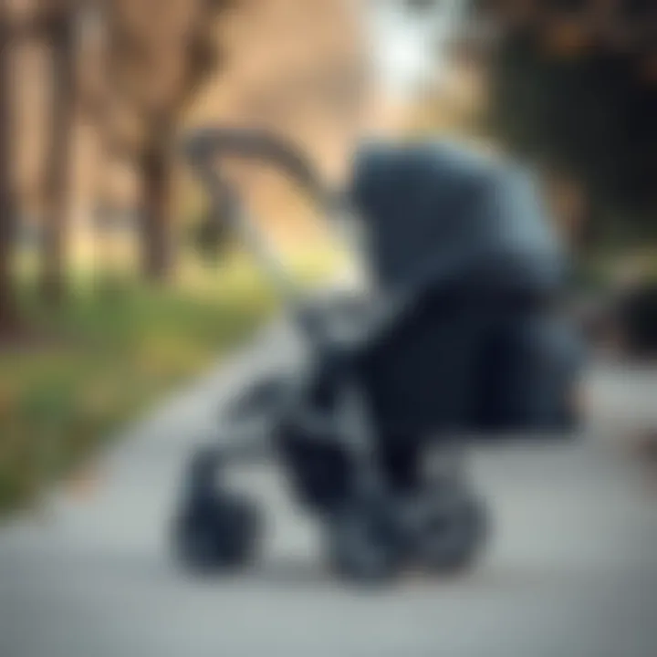 Compact Carrinho Infanti Spin Neo stroller folded on park pathway