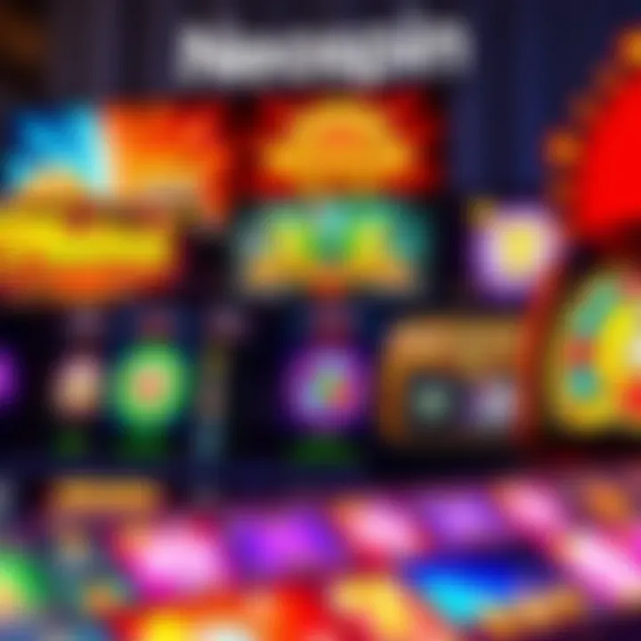 Colorful assortment of online casino slot games with vibrant themes and glowing symbols