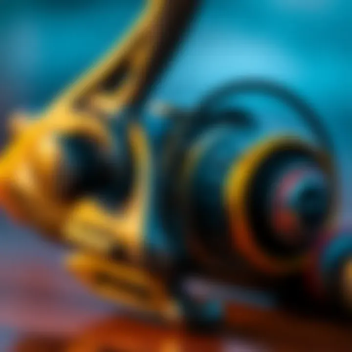 Close-up view of a Dam Neo spinning reel showcasing its ergonomic handle and smooth spool design