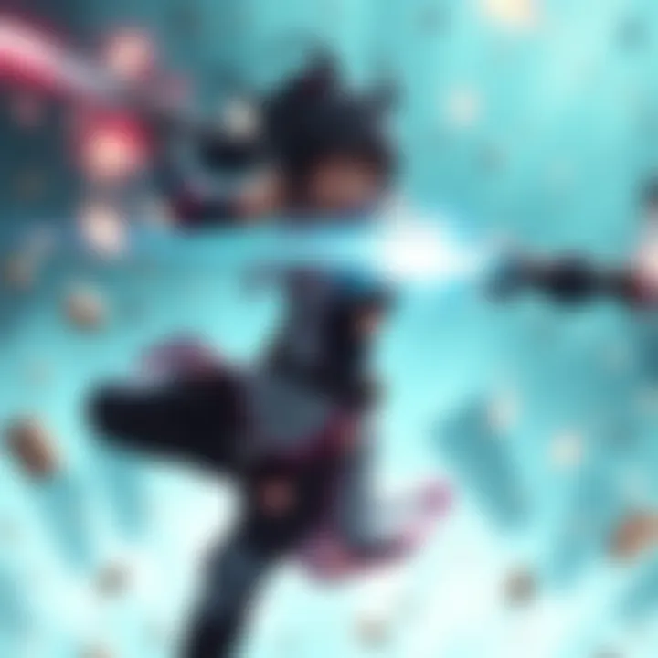 Dynamic action scene featuring Neo using her signature agility and weapons