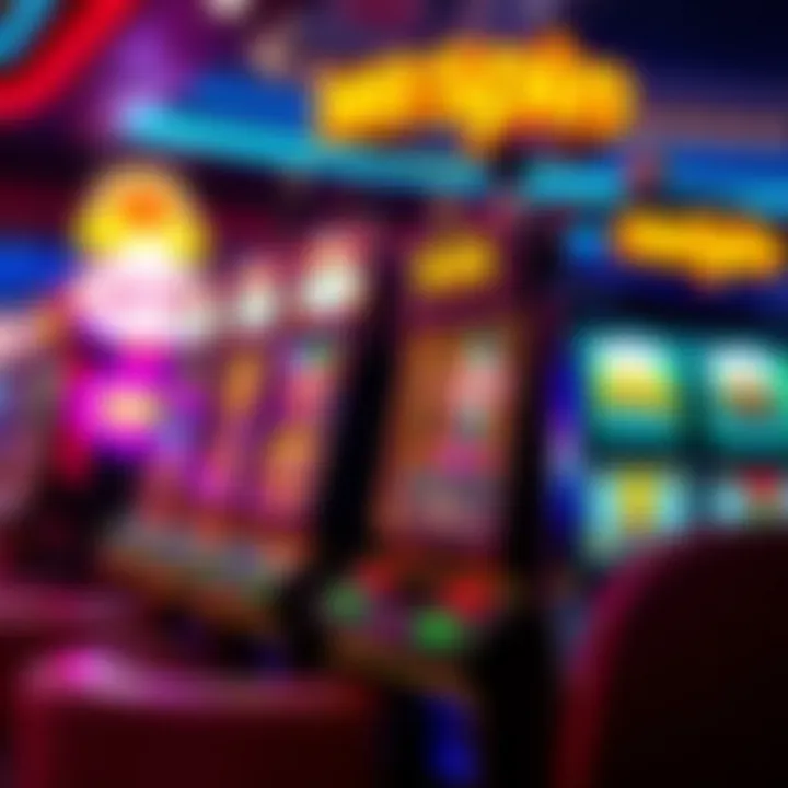 Colorful casino game interface with spinning reels and bright symbols