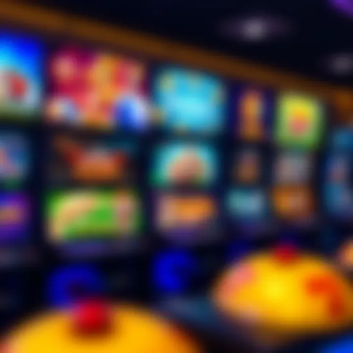 Diverse selection of casino games displayed on digital screens
