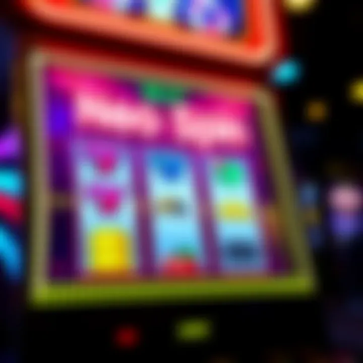 Illustration of a digital slot machine with glowing neon lights representing a no deposit bonus offer