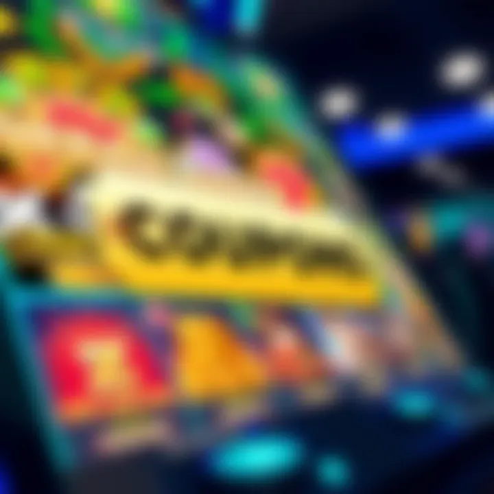 Digital Coupon Code Unlocking Special Offers in Online Gaming Illustration of a digital coupon code unlocking special offers on a vibrant gaming interface