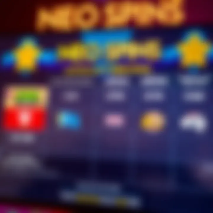 Comparison chart showing Neo Spins bonus features alongside other Australian free spin promotions