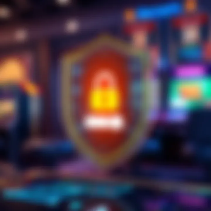 Illustration of a digital shield representing security practices for Neospin 7 accounts