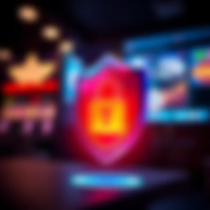 Secure login illustration showing shield and lock symbolizing user account protection