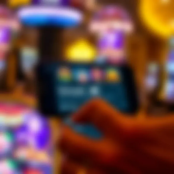 User navigating the Neospin app interface on a smartphone showing game options and account settings