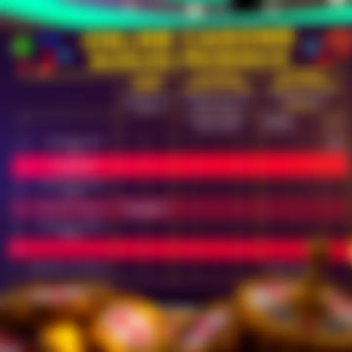 Comparison chart showing features of various online casino bonus offers