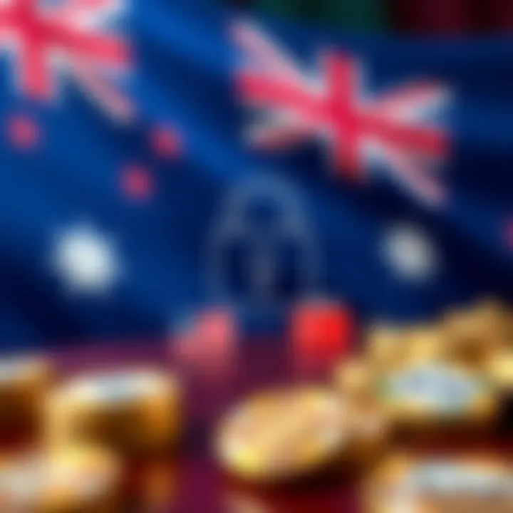 Secure payment methods icons with Australian flag background