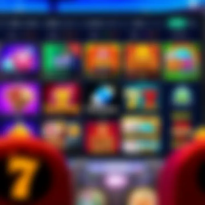 Online casino interface showing a variety of slot games and poker options