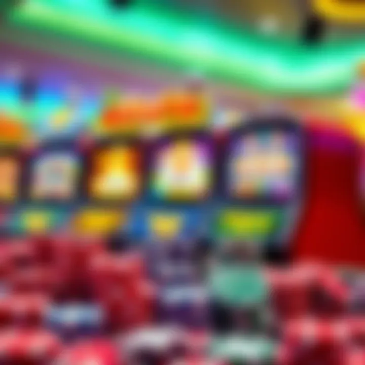Colorful array of slot machine icons and casino chips representing diverse game options at an online casino