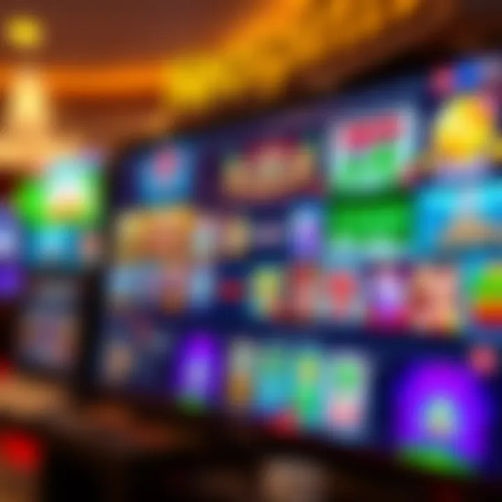 Colorful online casino game selection on digital screen