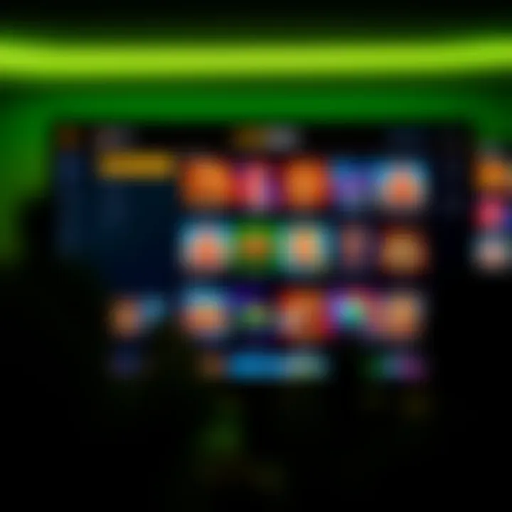 Neospin Casino Game Selection Interface User interface displaying various casino games on a computer screen