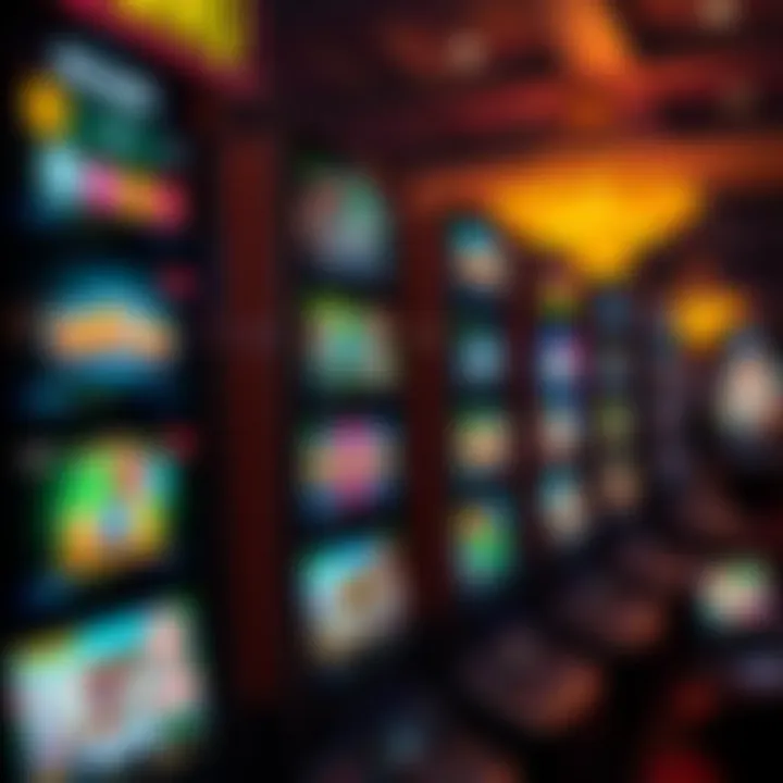 Variety of casino games displayed on digital screens with payment method icons