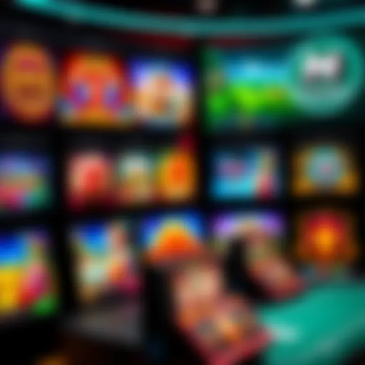 Variety of casino games displayed on a digital interface including slots and table games