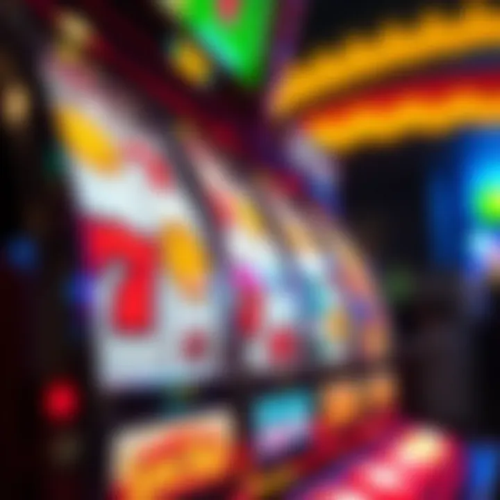 Bright casino slot machine reels spinning with vibrant symbols