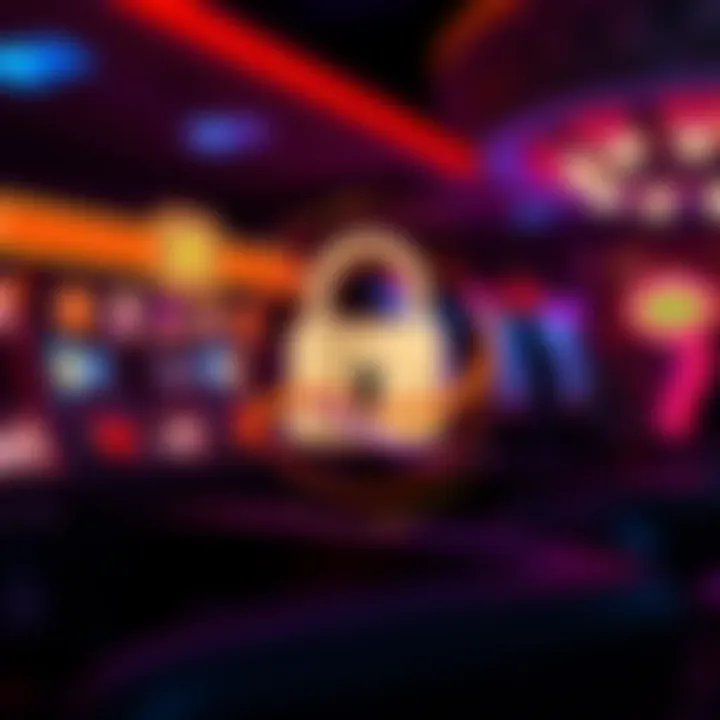 Secure online casino environment with padlock and digital shield icons