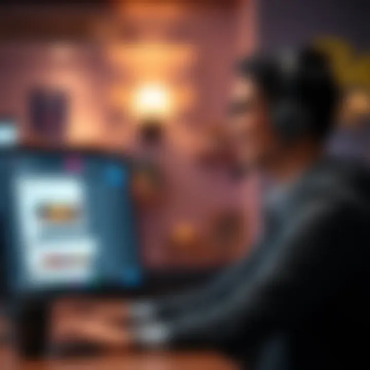 Customer service representative providing support via live chat on a computer