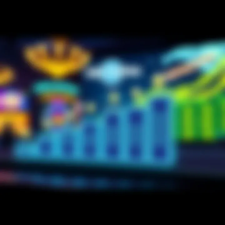 Graphical depiction of loyalty rewards and bonus points increasing in an online casino setting