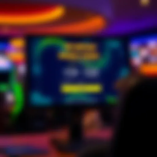 Computer screen showing a casino bonus code entry interface with a glowing neon theme