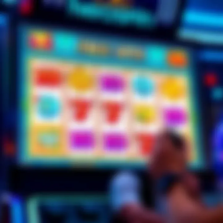 Illustration of a digital slot machine with bonus symbols highlighting free spins and credits