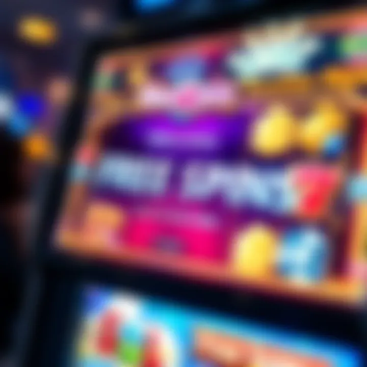 Colorful casino slot machine screen showing bonus free spins offer