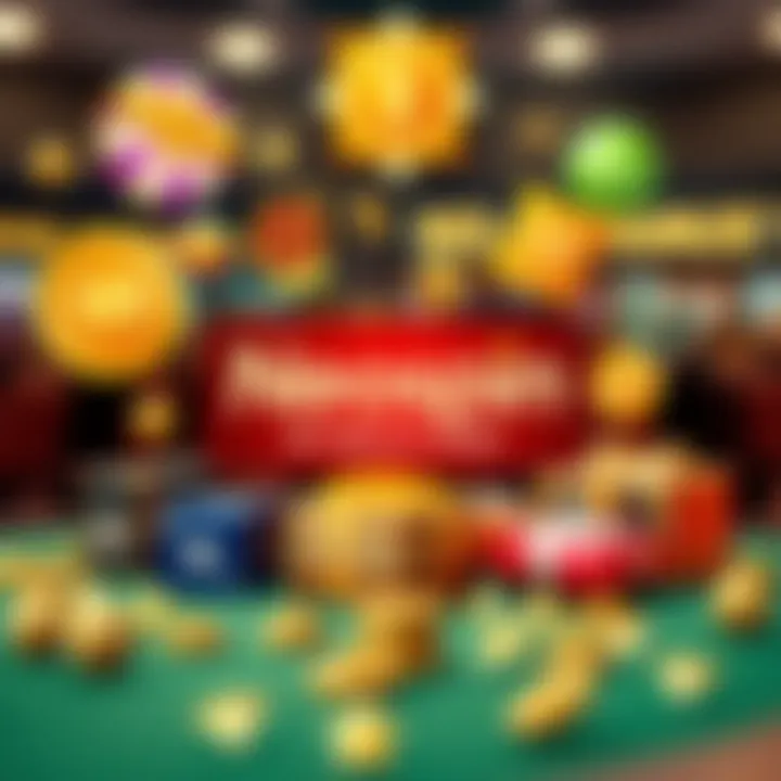 Illustration showing a digital coupon code surrounded by icons representing online casino games and rewards