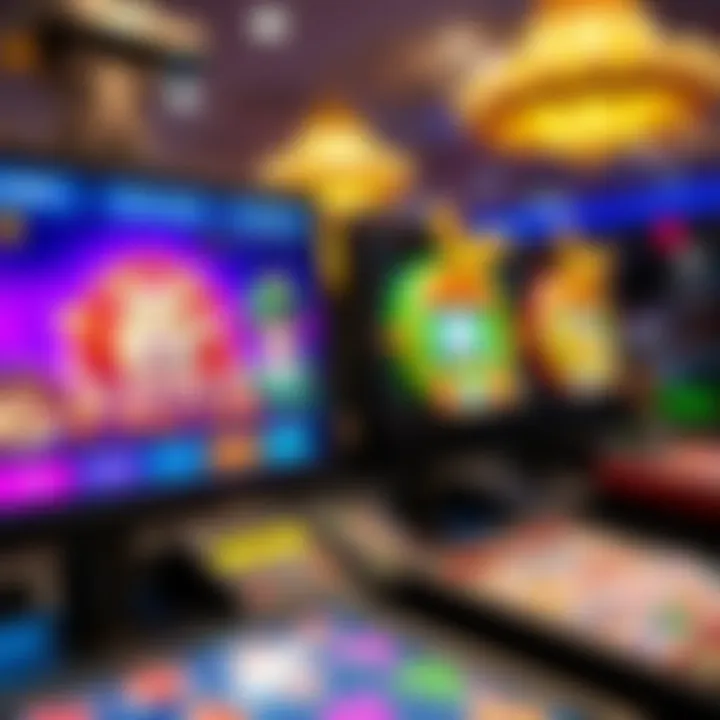 Colorful online casino interface showing a variety of slot games and interactive betting options