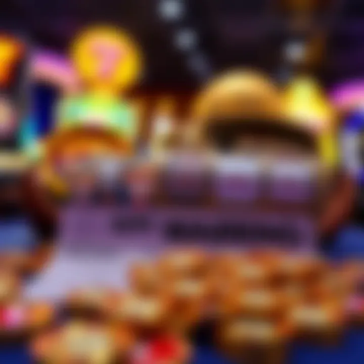 Graphic showing popular online pokies icons with coins and wagering checklist