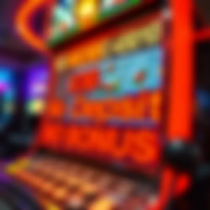 Illustration of digital casino slot machine with glowing neon elements