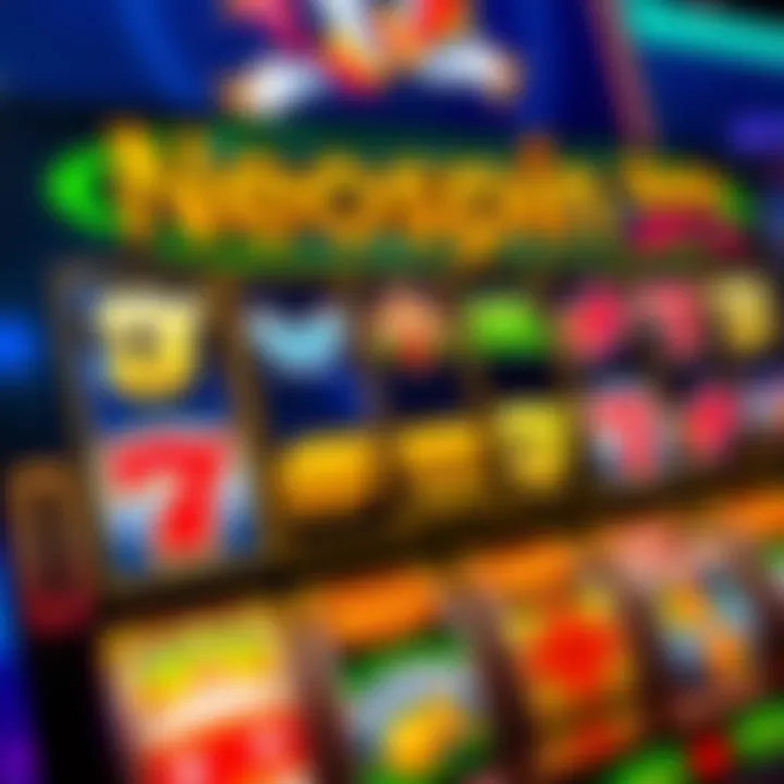 Colorful online slot machine interface showcasing various symbols and spinning reels