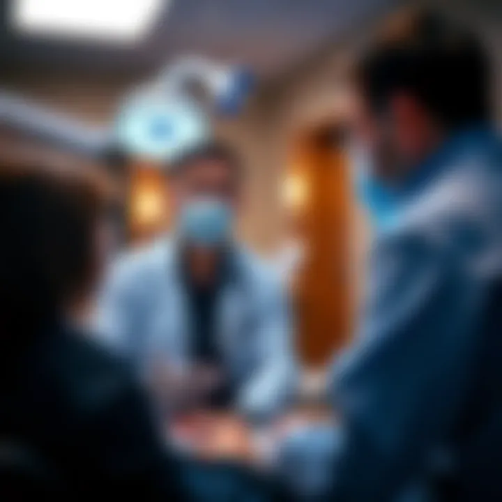 Medical professional discussing spine treatment options with a patient in a clinical setting