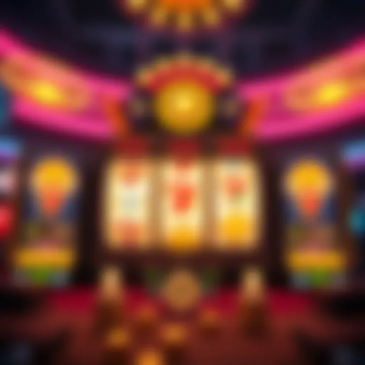 Bright bonus round screen with spinning reels and jackpot indicators