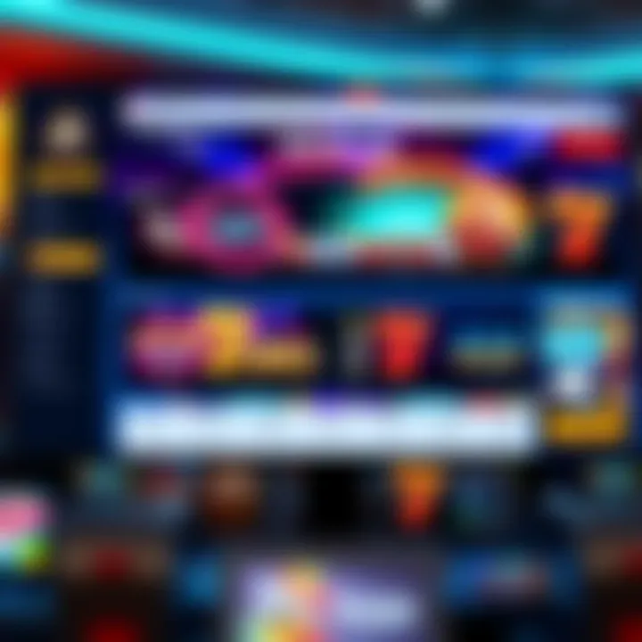 Online casino interface displaying various slot games with vibrant graphics and intuitive navigation