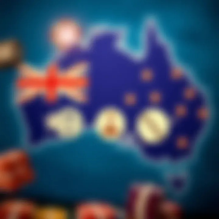 Safe and responsible gambling symbols with Australian map background