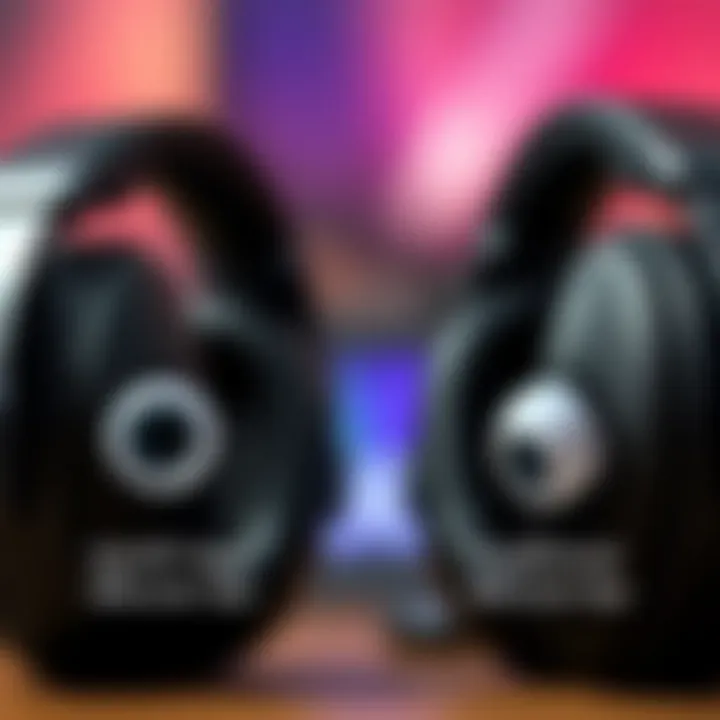 Comparison of SpinFit Neo ear tips fitted on headphones alongside traditional silicone tips showing size and shape differences