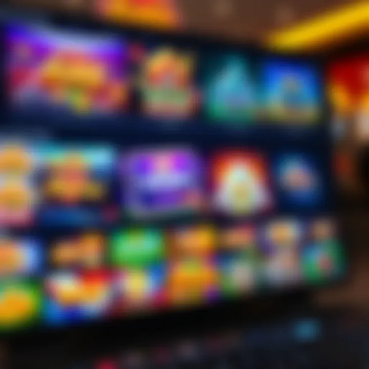 Online casino interface showing various popular game options with vibrant graphics and user-friendly layout