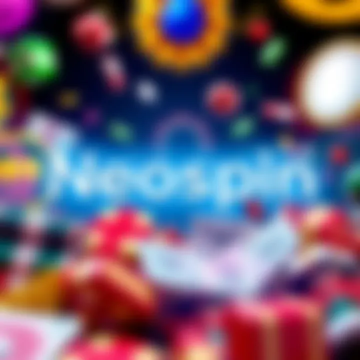 Digital representation of Neospin promotional codes surrounded by various gaming elements