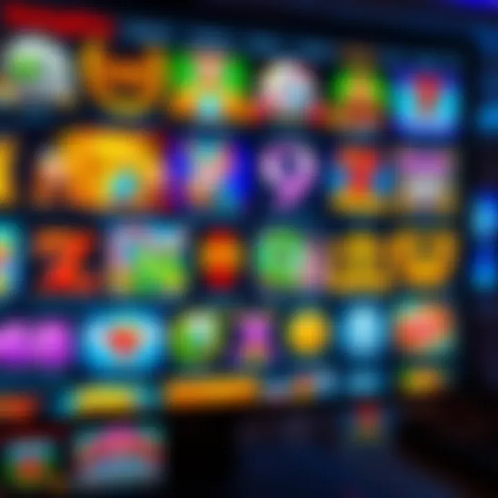 Interface of an online gaming platform showcasing a wide variety of colorful slot games